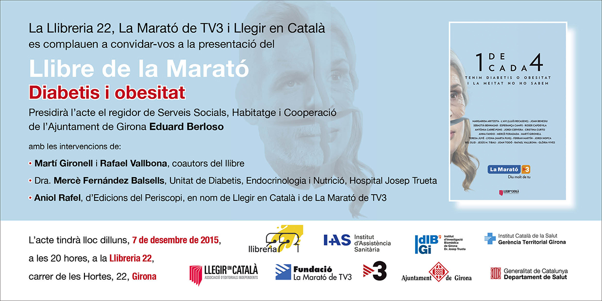 Targetó d'invitació a l'acte de presentació del Llibre de La Marató. 