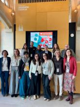 Alícia Carrera, cap de ginecologia i Anna Mitjà, supervisora de la sala de parts han assitit a l'acte de presentació de la campanya
