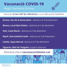 Cartell informatiu amb els punts de vacunació per avançar amb la dosi de reforç